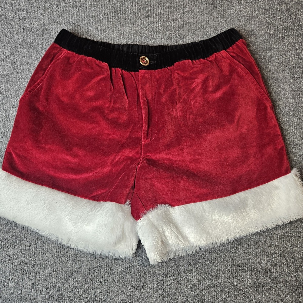 Chubbies Men's Santa Shorts Soze Men's Red Velvet Faux Fur Trim Holday Christmas